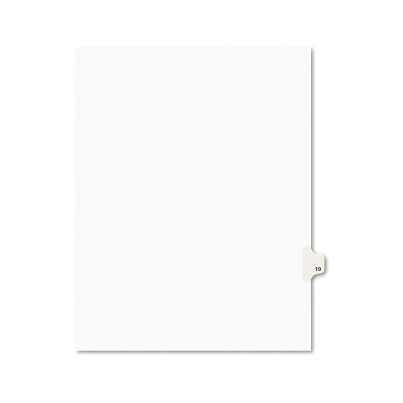 PREPRINTED LEGAL EXHIBIT SIDE TAB INDEX DIVIDERS, AVERY STYLE, 10-TAB, 19, 11 X 8.5, WHITE, 25/PACK