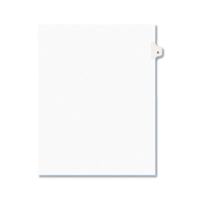 PREPRINTED LEGAL EXHIBIT SIDE TAB INDEX DIVIDERS, AVERY STYLE, 26-TAB, D, 11 X 8.5, WHITE, 25/PACK