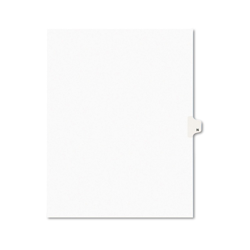 PREPRINTED LEGAL EXHIBIT SIDE TAB INDEX DIVIDERS, AVERY STYLE, 26-TAB, N, 11 X 8.5, WHITE, 25/PACK