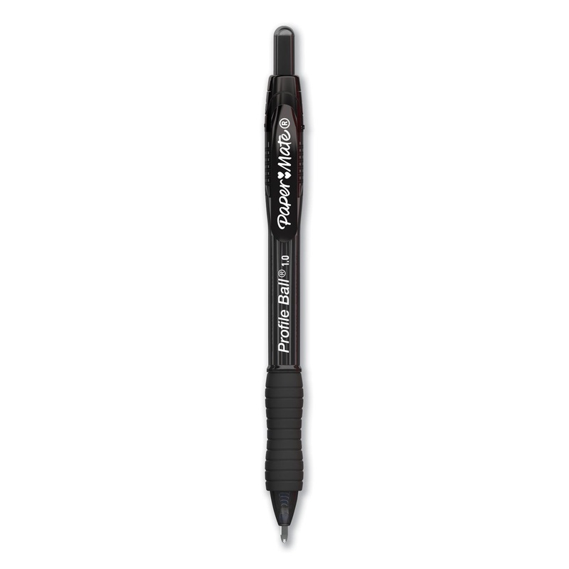 PROFILE RETRACTABLE BALLPOINT PEN, BOLD 1 MM, BLACK INK/BARREL, DOZEN