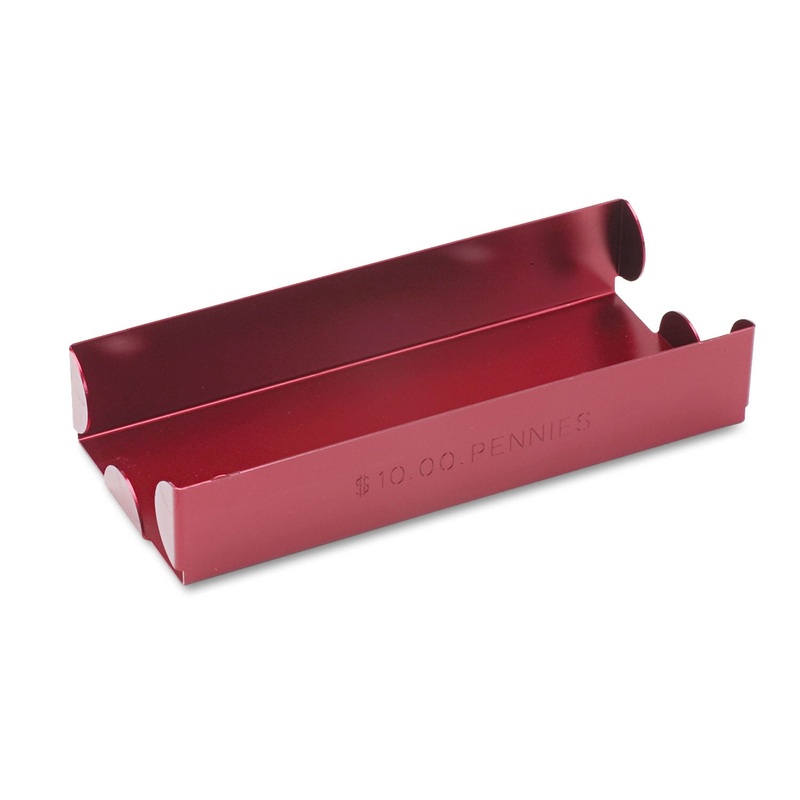 Rolled Coin Aluminum Tray W/denomination & Quantity Etched On Side, Red