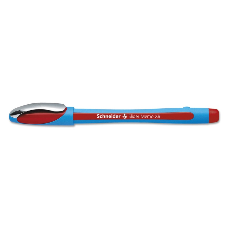 SCHNEIDER SLIDER MEMO XB STICK BALLPOINT PEN, 1.4MM, RED INK, BLUE/RED BARREL, 10/BOX