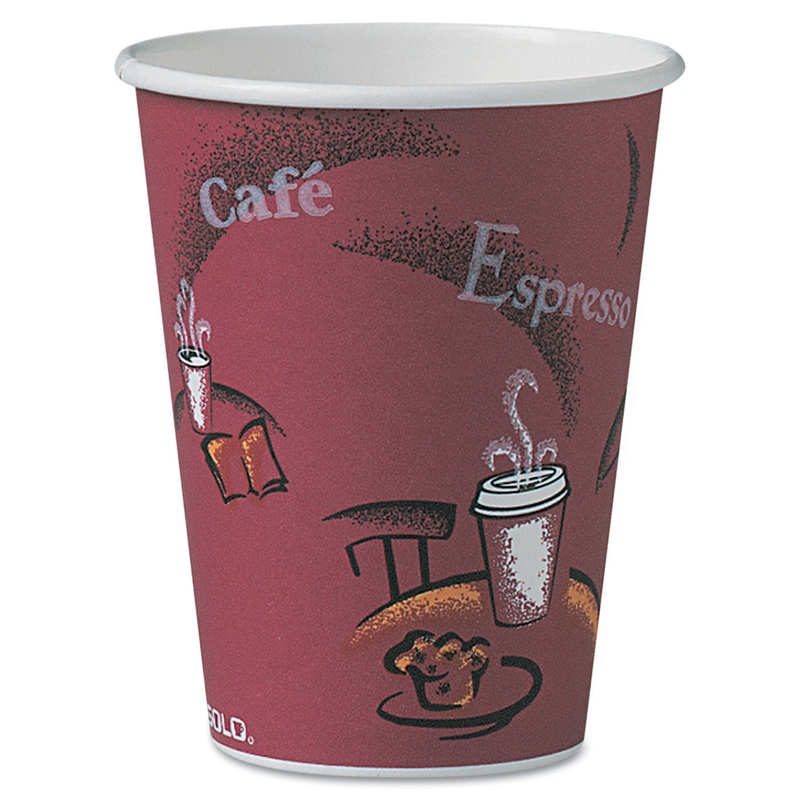 SOLO BISTRO DESIGN HOT DRINK CUPS, PAPER, 12OZ, 300/CARTON