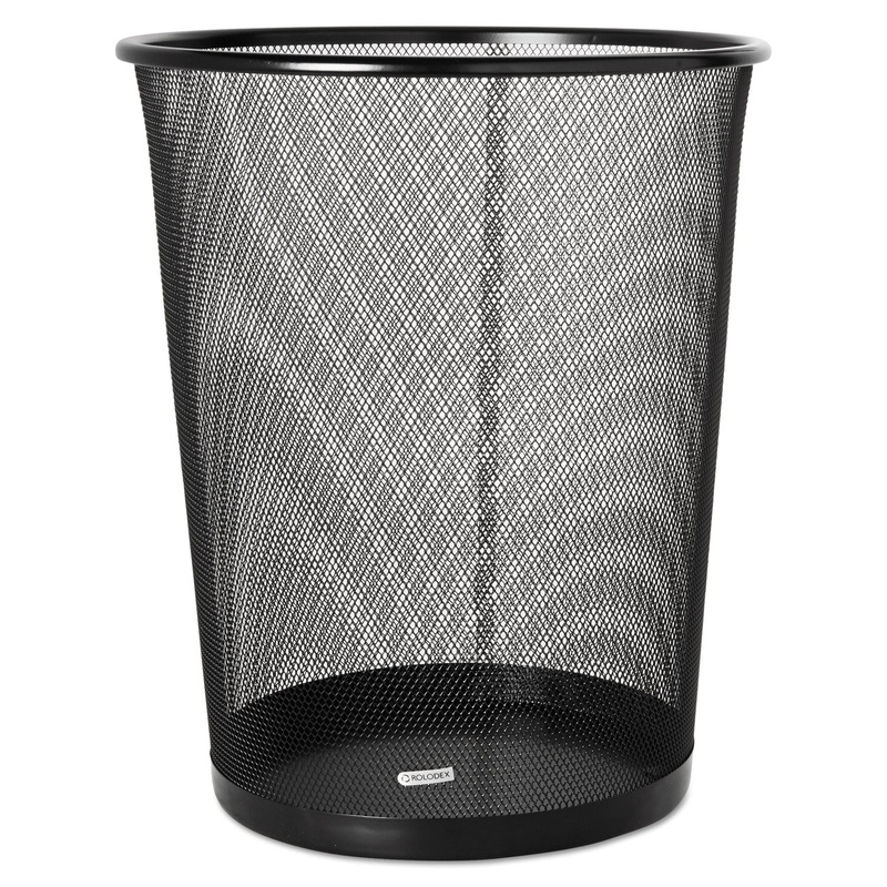 STEEL ROUND MESH TRASH CAN, 4.5 GAL, BLACK