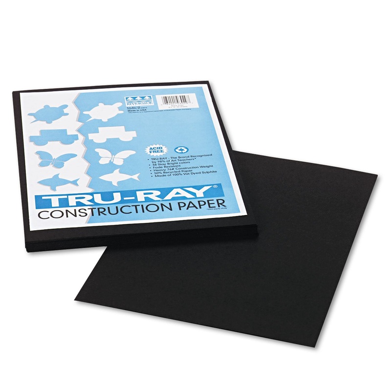 TRU-RAY CONSTRUCTION PAPER, 76LB, 9 X 12, BLACK, 50/PACK