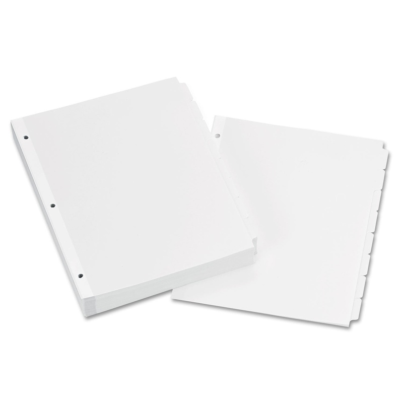 WRITE & ERASE PLAIN-TAB PAPER DIVIDERS, 8-TAB, LETTER, WHITE, 24 SETS