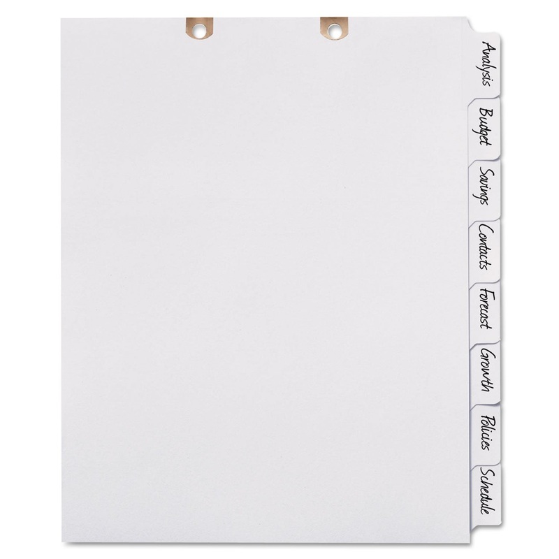 WRITE & ERASE TAB DIVIDERS FOR CLASSIFICATION FOLDERS, 8-TAB, SIDE TAB, LETTER