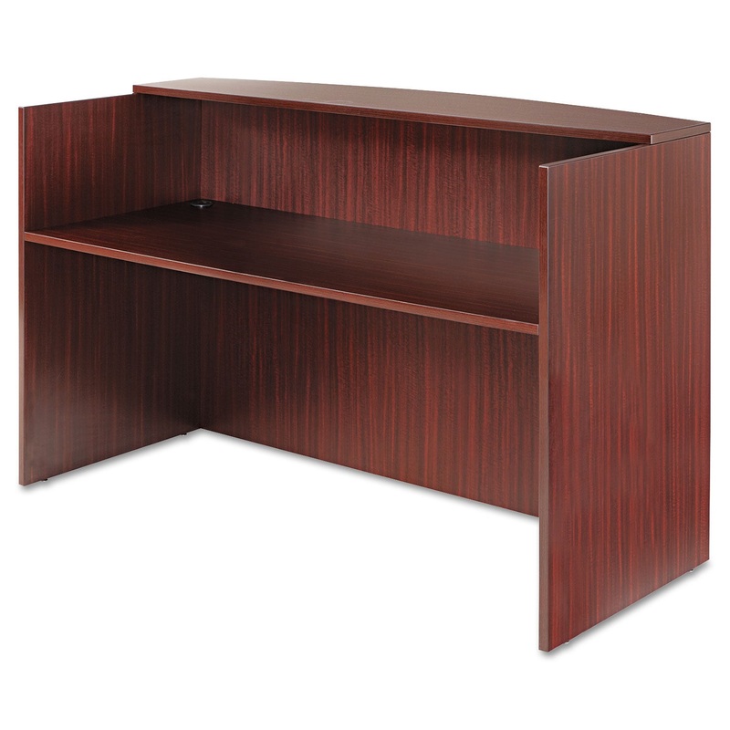 ALERA VALENCIA SERIES RECEPTION DESK WITH COUNTER, 71W X 35.5D X 42.5H, MAHOGANY