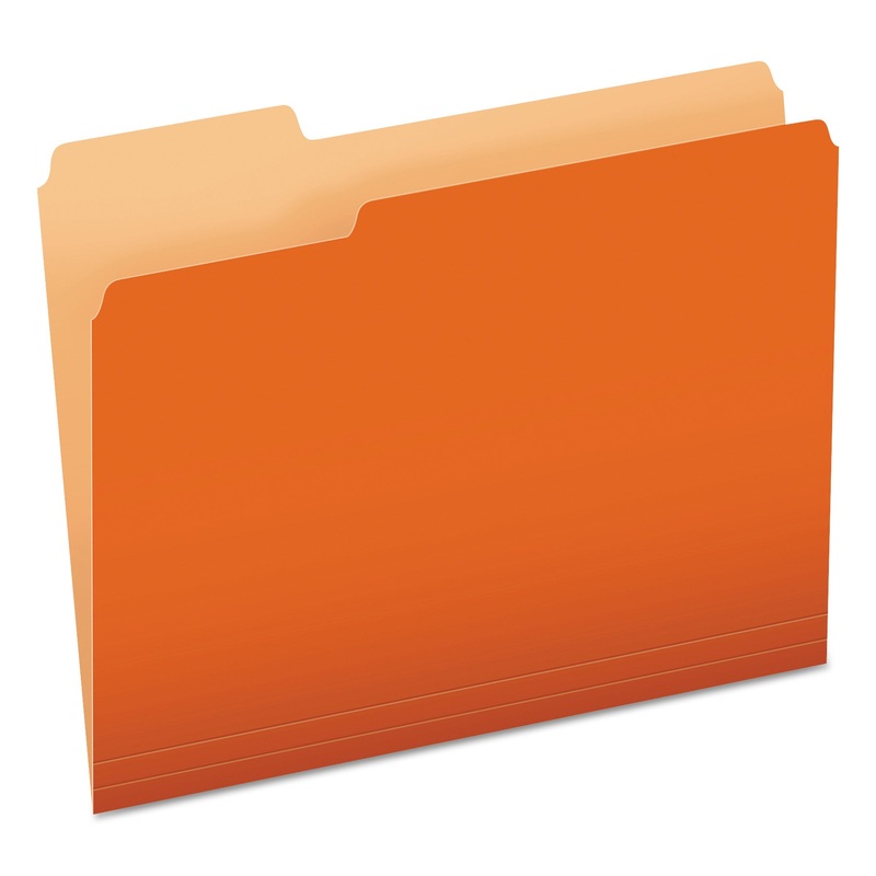 COLORED FILE FOLDERS, 1/3-CUT TABS, LETTER SIZE, ORANGE/LIGHT ORANGE, 100/BOX