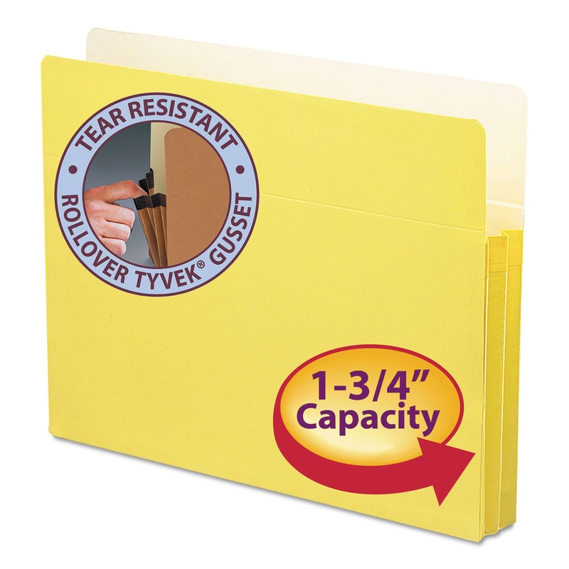 COLORED FILE POCKETS, 1.75″ EXPANSION, LETTER SIZE, YELLOW