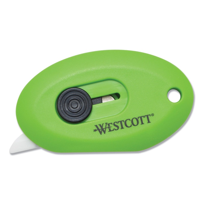 COMPACT SAFETY CERAMIC BLADE BOX CUTTER, 2.5″, RETRACTABLE BLADE, GREEN
