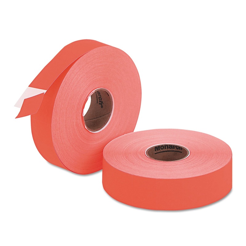 EASY-LOAD TWO-LINE LABELS FOR PRICEMARKER 1136, 0.63 X 0.88, FLUORESCENT RED, 1,750/ROLL, 2 ROLLS/PACK