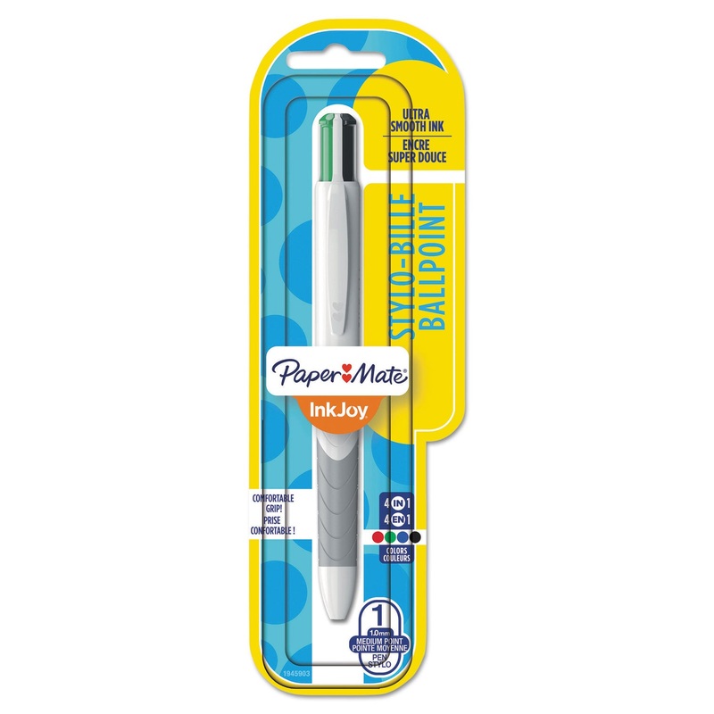 INKJOY QUATRO RETRACTABLE BALLPOINT PEN, 1MM, BLACK/BLUE/GREEN/RED INK, WE BARREL