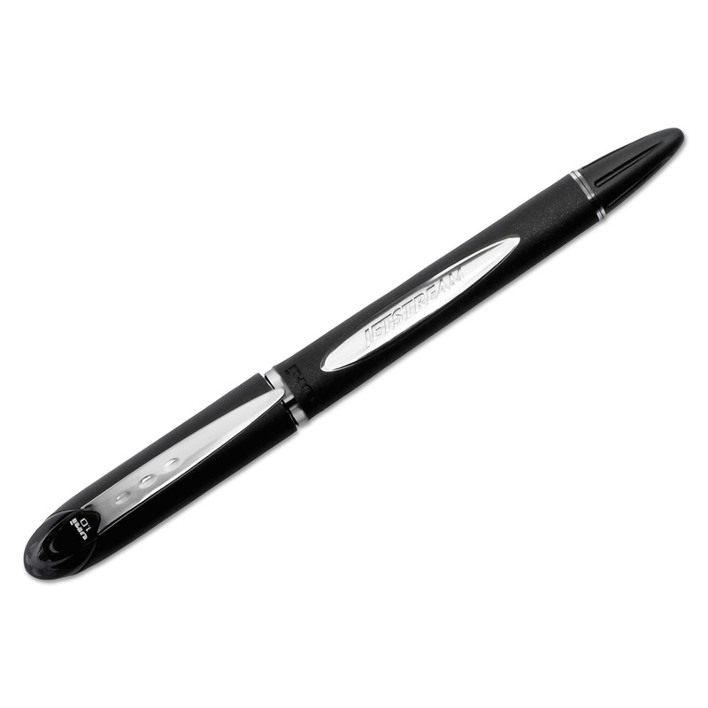 JETSTREAM STICK BALLPOINT PEN, BOLD 1MM, BLACK INK, BLACK BARREL