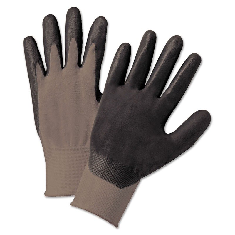 Nitrile Coated Gloves, Gray/dark Gray, Nylon Knit, Large, 12 Pairs
