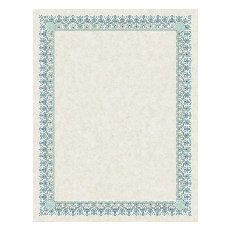 PARCHMENT CERTIFICATES, ACADEMIC, IVORY W/ GREEN & BLUE BORDER, 8 1/2 X 11, 25/PACK