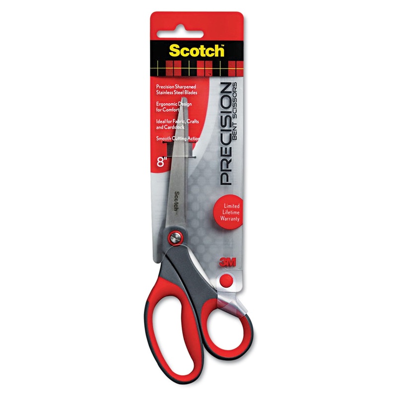 Precision Scissors, Pointed, 8″ Length, 3 1/4″ Cut, Gray/red
