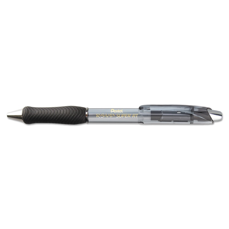 R.S.V.P. SUPER RT RETRACTABLE BALLPOINT PEN, 1MM, BLACK INK/BARREL, DOZEN