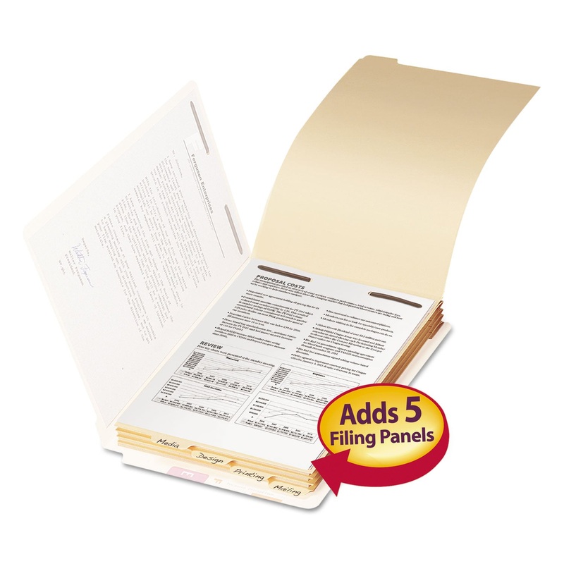 STACKABLE FOLDER DIVIDERS W/ FASTENERS, 1/5-CUT END TAB, LEGAL SIZE, MANILA, 50/PACK
