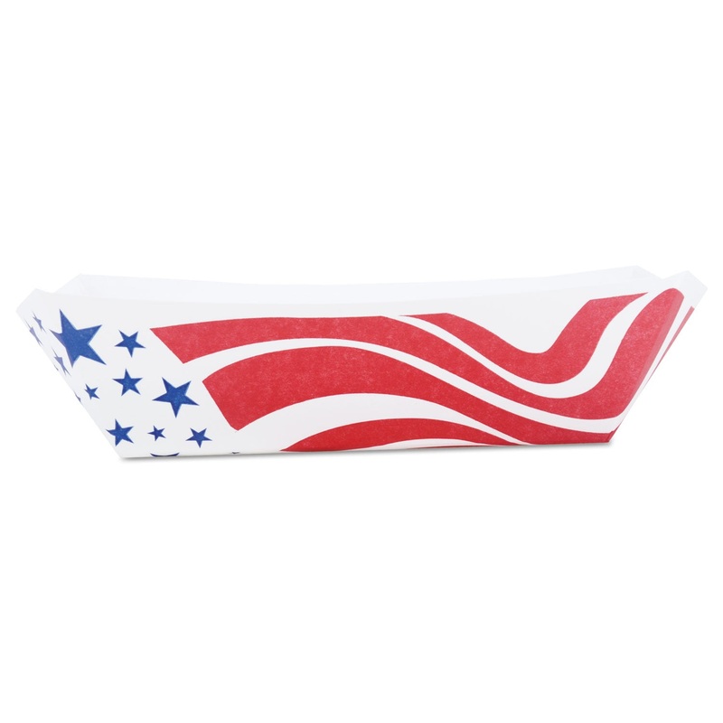 American Flag Paper Food Baskets, Red/white/blue, 2 Lb Capacity, 1000/carton