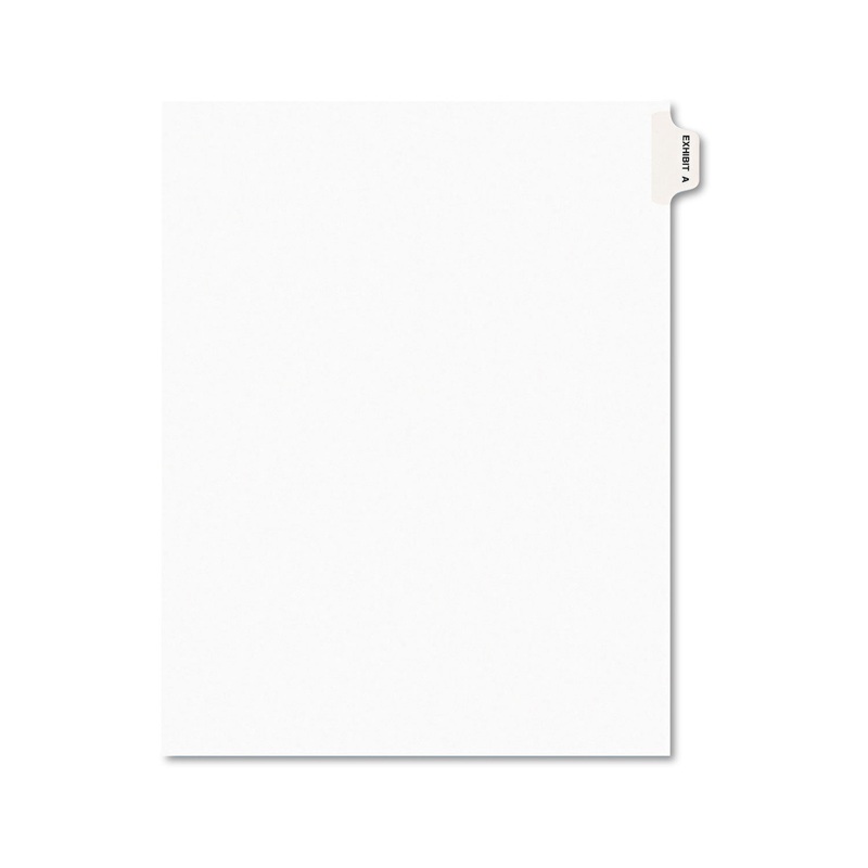 Avery-Style Preprinted Legal Side Tab Divider, Exhibit A, Letter, White, 25/pack