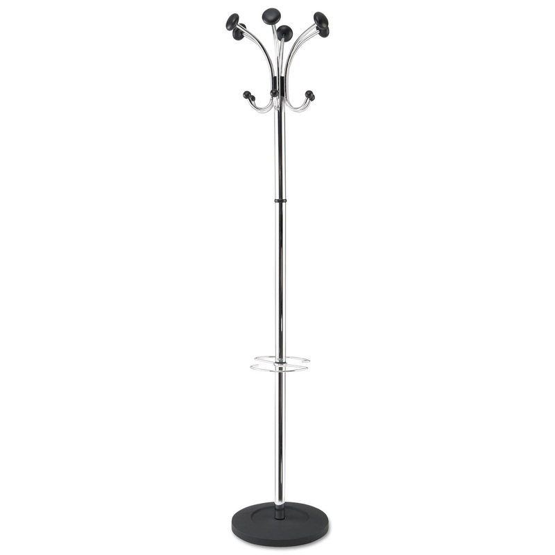 CHROMY COAT STAND, 12 KNOBS, 16W X 16D X 70.5H, CHROME/BLACK