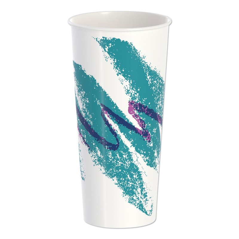 DOUBLE SIDED POLY PAPER COLD CUPS, 24 OZ, JAZZ DESIGN, 50/PACK, 20 PACKS/CARTON
