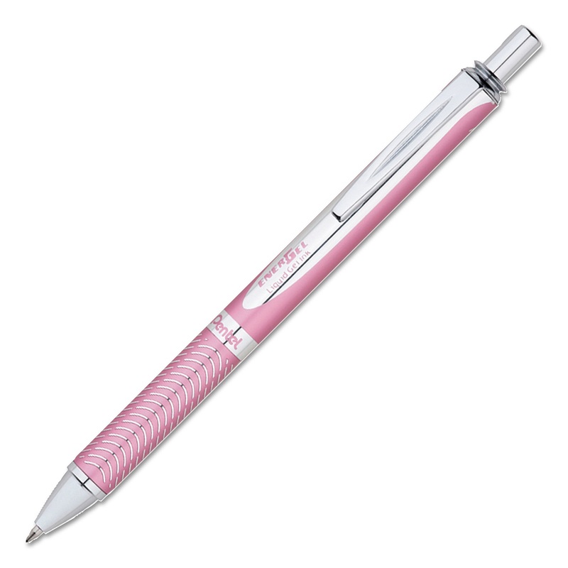 ENERGEL ALLOY RT RETRACTABLE GEL PEN, MEDIUM 0.7MM, BLACK INK, PINK BARREL