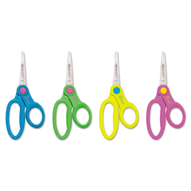 Kids Scissors With Antimicrobial Protection, Assorted Colors, 5″ Pointed