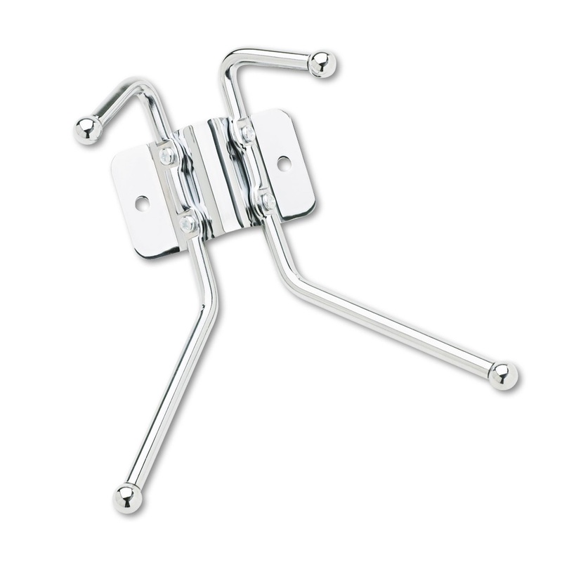 METAL WALL RACK, TWO BALL-TIPPED DOUBLE-HOOKS, 6.5W X 3D X 7H, CHROME METAL