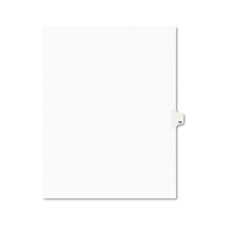 PREPRINTED LEGAL EXHIBIT SIDE TAB INDEX DIVIDERS, AVERY STYLE, 10-TAB, 39, 11 X 8.5, WHITE, 25/PACK