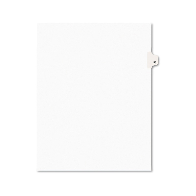 PREPRINTED LEGAL EXHIBIT SIDE TAB INDEX DIVIDERS, AVERY STYLE, 10-TAB, 56, 11 X 8.5, WHITE, 25/PACK