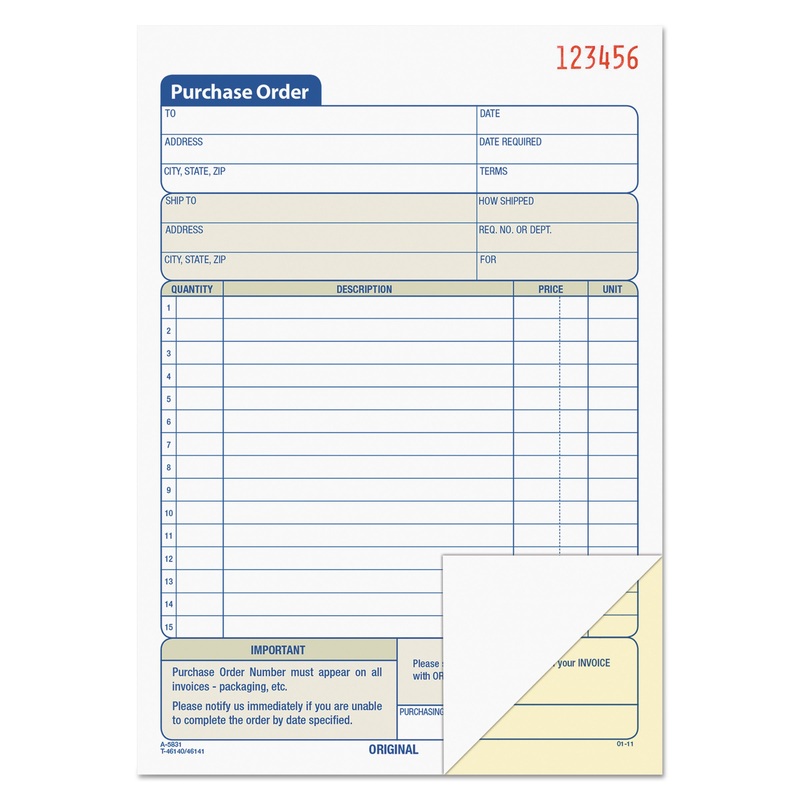 Purchase Order Book, 5 9/16 X 8 7/16, Two-Part Carbonless, 50 Sets/book
