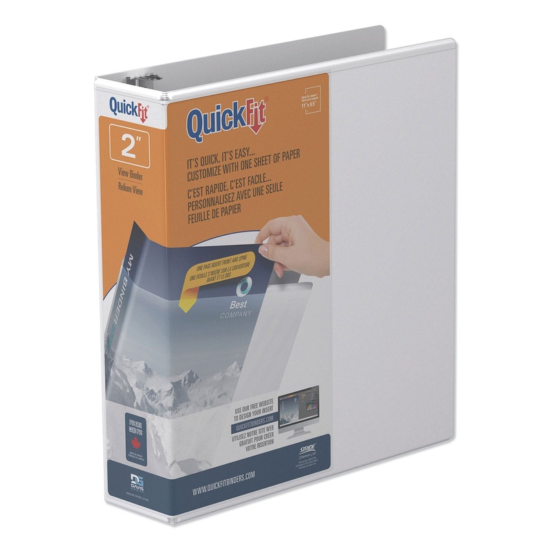 QUICKFIT ROUND-RING VIEW BINDER, 3 RINGS, 2″ CAPACITY, 11 X 8.5, WHITE