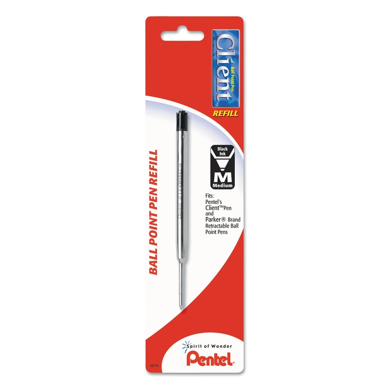 REFILL FOR PENTEL CLIENT BALLPOINT PENS, MEDIUM POINT, BLACK INK