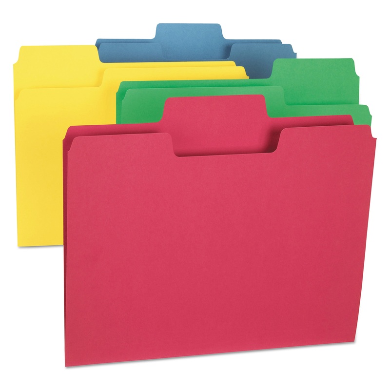 SUPERTAB COLORED FILE FOLDERS, 1/3-CUT TABS, LETTER SIZE, ASSORTED, 24/PACK