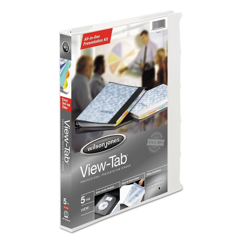 VIEW-TAB PRESENTATION ROUND RING VIEW BINDER WITH TABS, 3 RINGS, 0.63″ CAPACITY, 11 X 8.5, WHITE