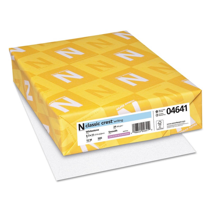 CLASSIC CREST STATIONERY WRITING PAPER, 24 LB, 8.5 X 11, WHITESTONE, 500/REAM