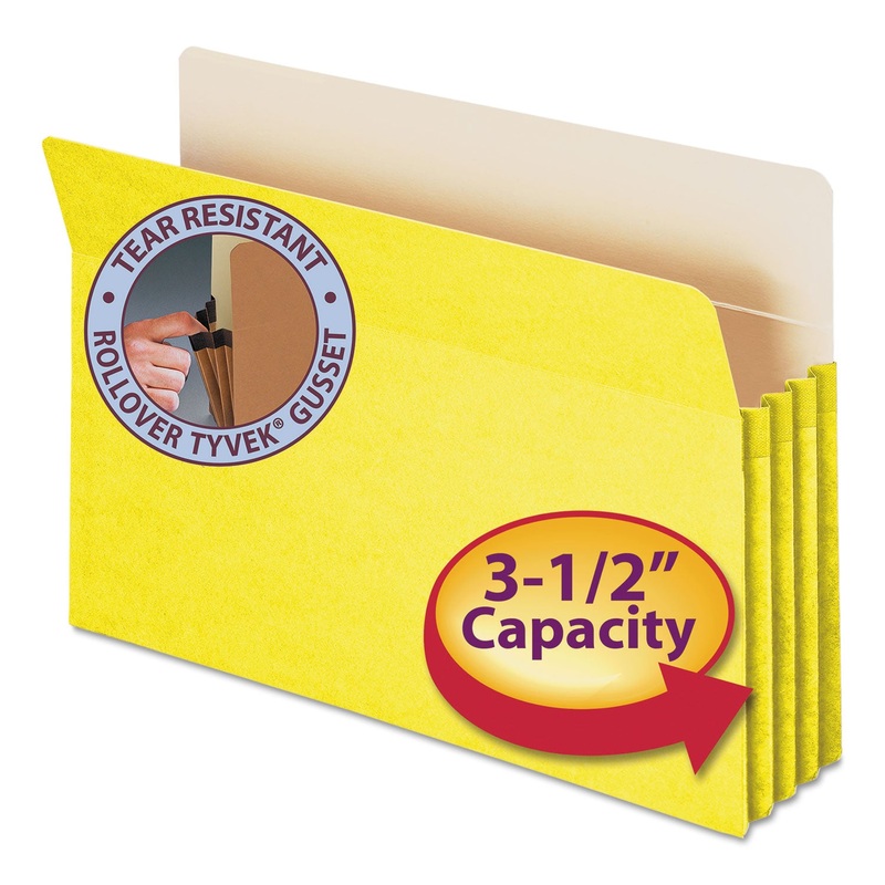 COLORED FILE POCKETS, 3.5″ EXPANSION, LEGAL SIZE, YELLOW