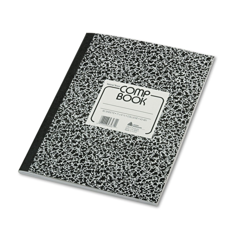 COMPOSITION NOTEBOOK, MEDIUM/COLLEGE RULE, BLACK MARBLE COVER, 11 X 8.38, 80 SHEETS