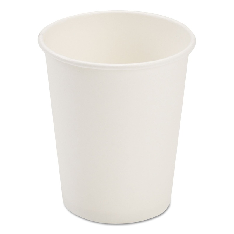Dopaco Paper Hot Cups, 8 Oz, White, 50/bag, 20 Bags/carton