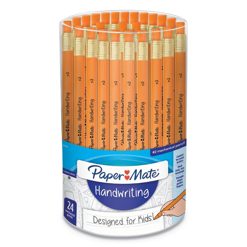 HANDWRITING MECHANICAL PENCILS, 1.3 MM, HB (#2.5), BLACK LEAD, ORANGE BARREL, 24/PACK