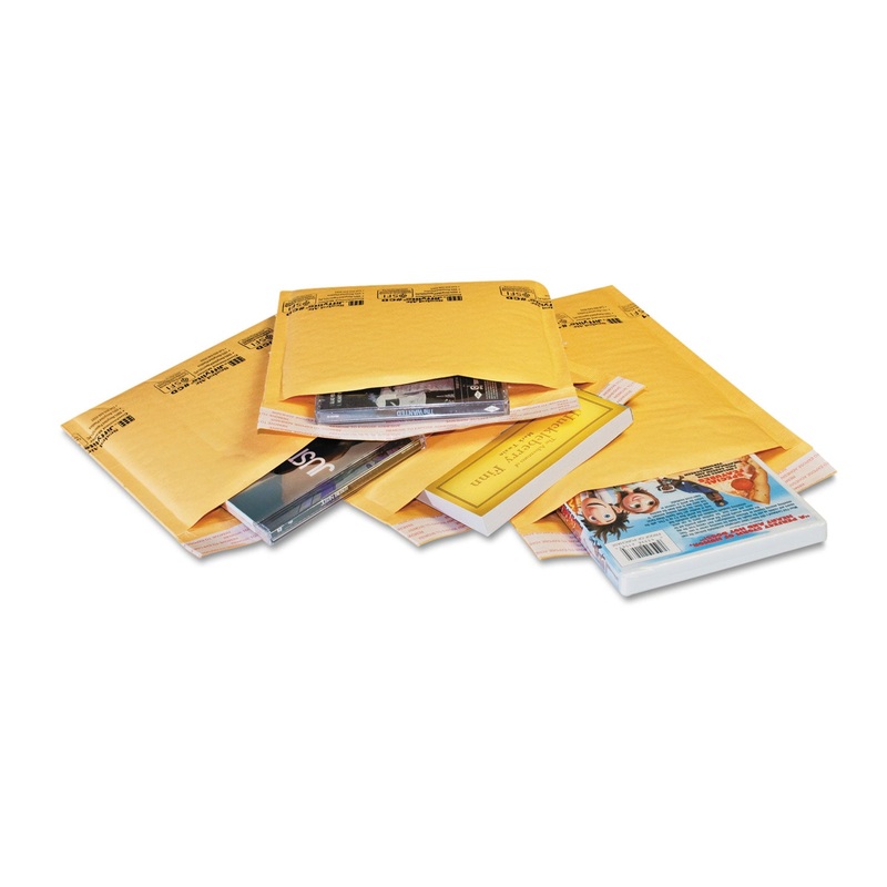JIFFYLITE SELF-SEAL BUBBLE MAILER, #000, BARRIER BUBBLE LINING, SELF-ADHESIVE CLOSURE, 4 X 8, GOLDEN YELLOW KRAFT, 250/CARTON