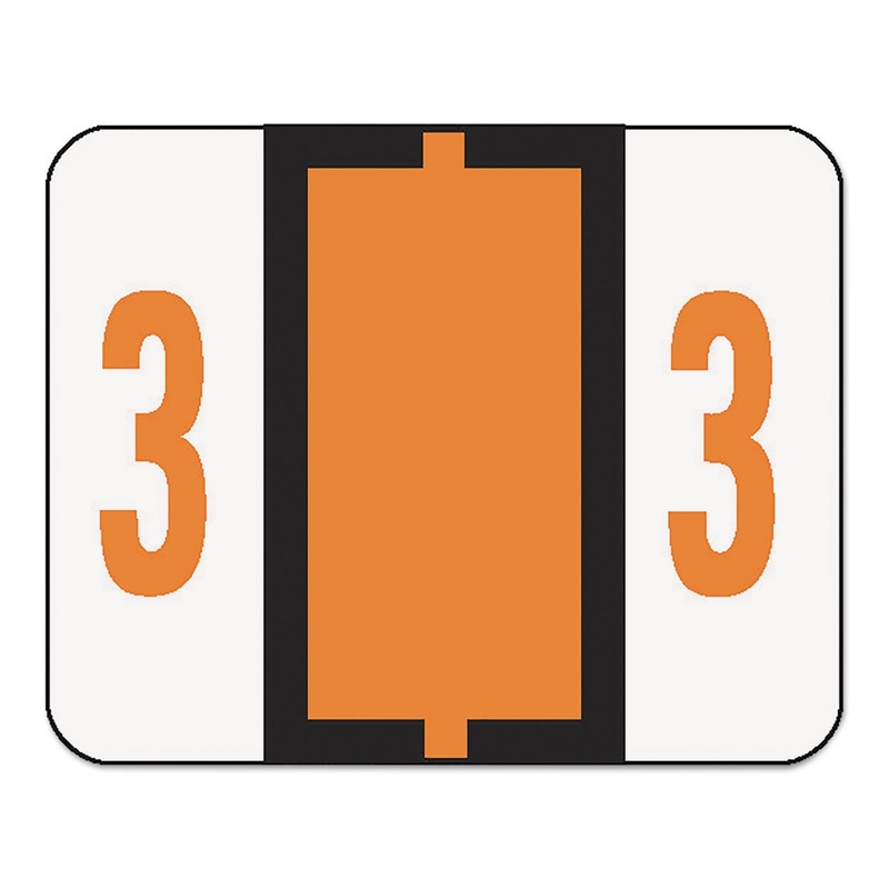 NUMERICAL END TAB FILE FOLDER LABELS, 3, 1 X 1.25, WHITE, 500/ROLL