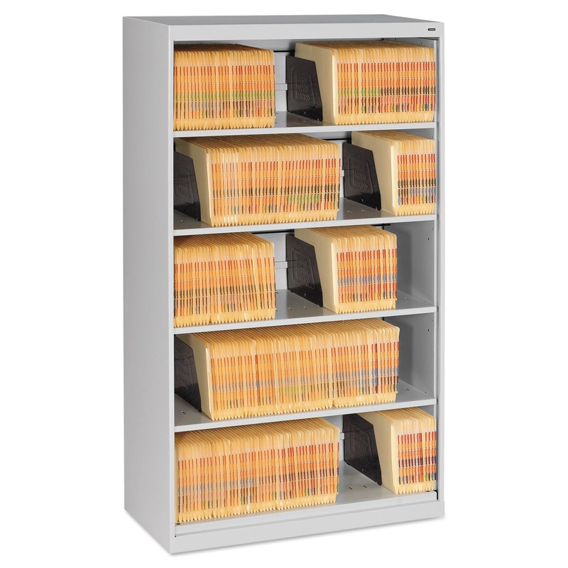 OPEN FIXED FIVE-SHELF LATERAL FILE, 36W X 16.5D X 63.5H, LIGHT GRAY