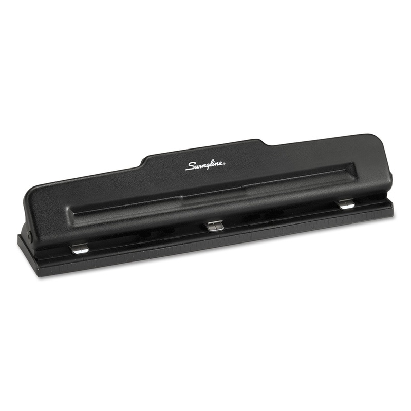 10-Sheet Desktop Two-To-Three-Hole Adjustable Punch, 9/32″ Holes, Black