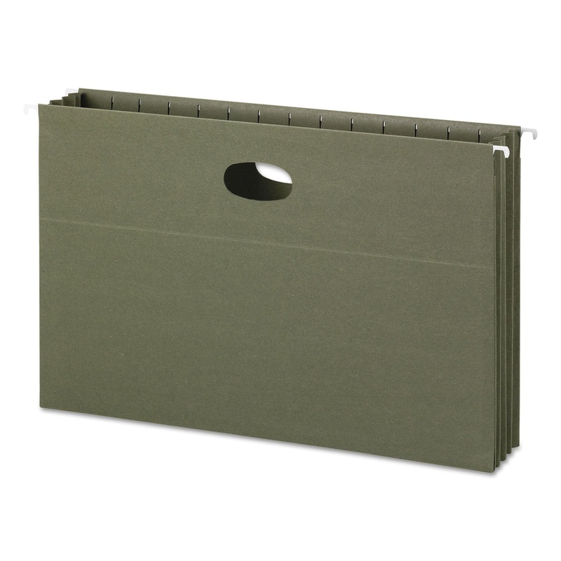 100% RECYCLED HANGING POCKETS WITH FULL-HEIGHT GUSSET, LEGAL SIZE, STANDARD GREEN, 10/BOX