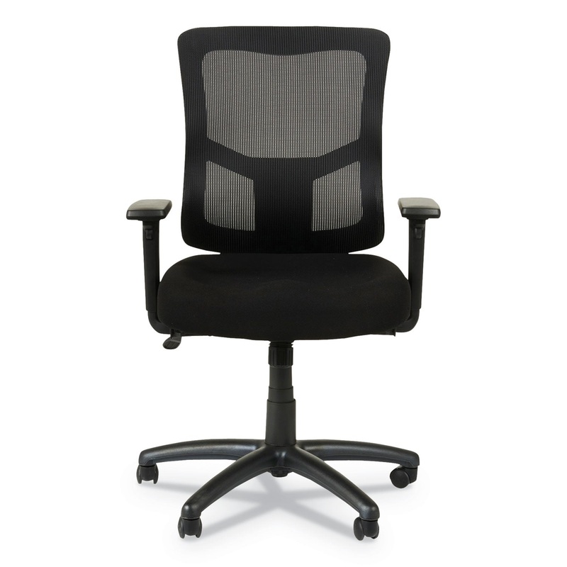 ALERA ELUSION II SERIES MESH MID-BACK SWIVEL/TILT CHAIR WITH ADJUSTABLE ARMS, UP TO 275 LBS., BLACK SEAT/BACK, BLACK BASE