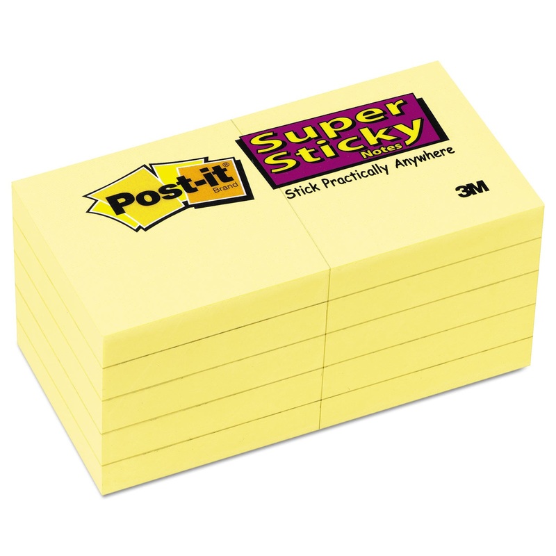 CANARY YELLOW NOTE PADS, 1 7/8 X 1 7/8, 90-SHEET, 10/PACK