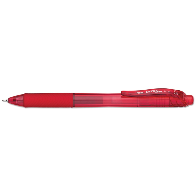 ENERGEL-X RETRACTABLE GEL PEN, 0.5MM NEEDLE TIP, RED INK/BARREL, DOZEN